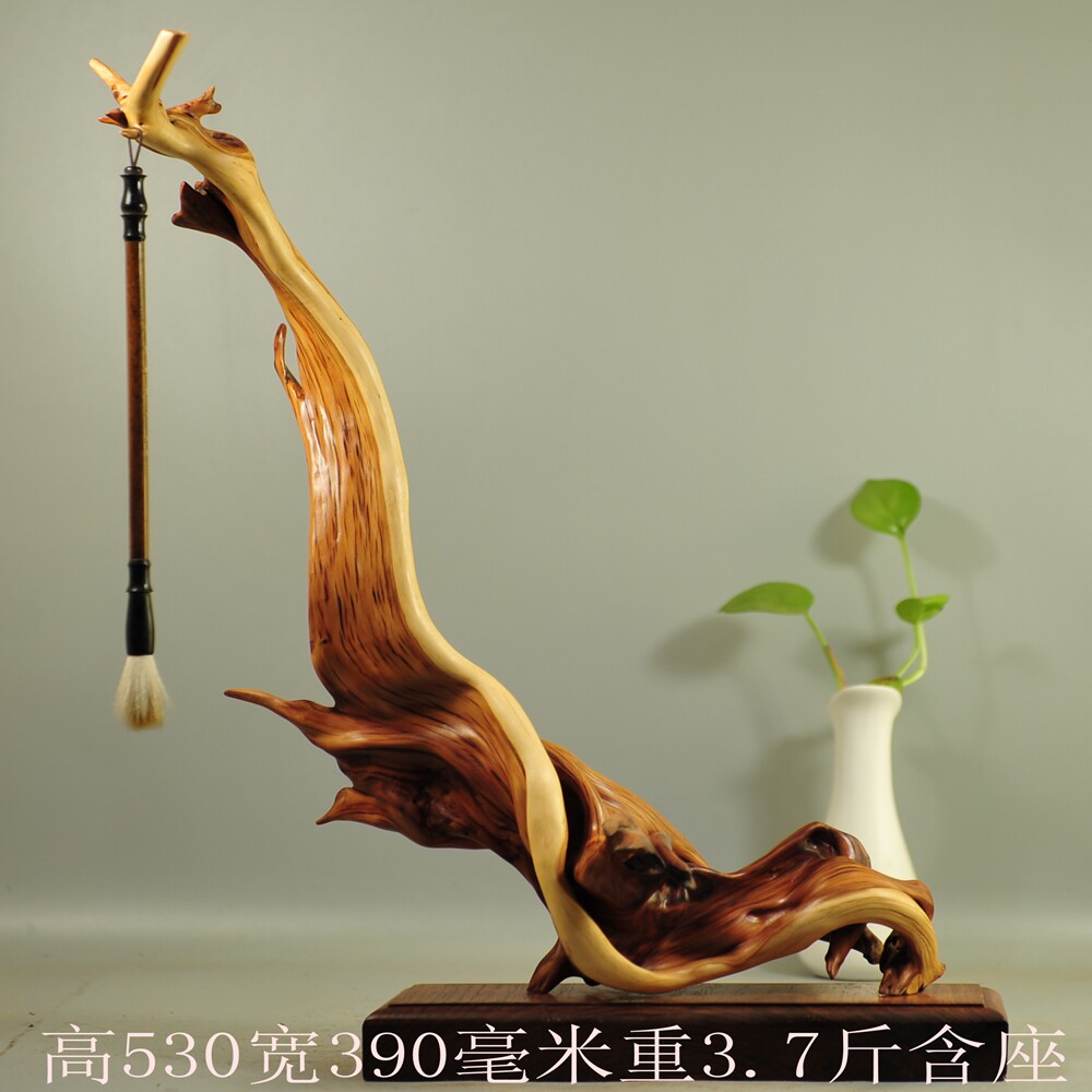 崖柏根雕摆件禅意随形笔挂工艺品镇宅笔架珠串架笔筒茶台红白料