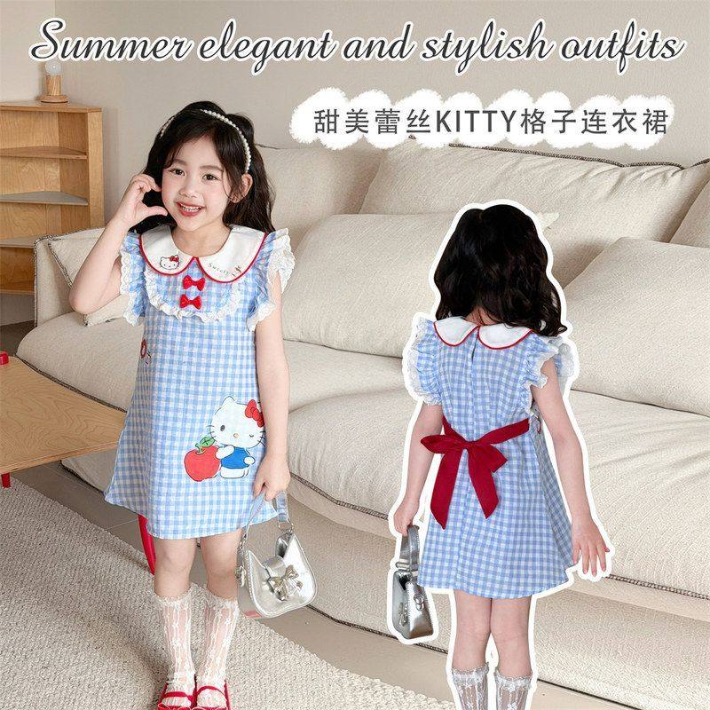 2026春夏新款女童甜妹小清新连衣裙娃娃领花边袖格子连衣裙,童装/婴儿装/亲子装,连衣裙,淘宝优惠券,粉丝福利购,淘宝优惠卷