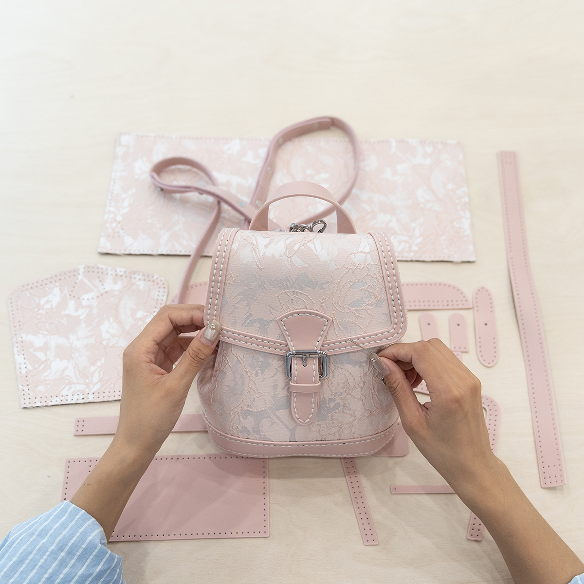 宋锦diy材料包水桶包新款