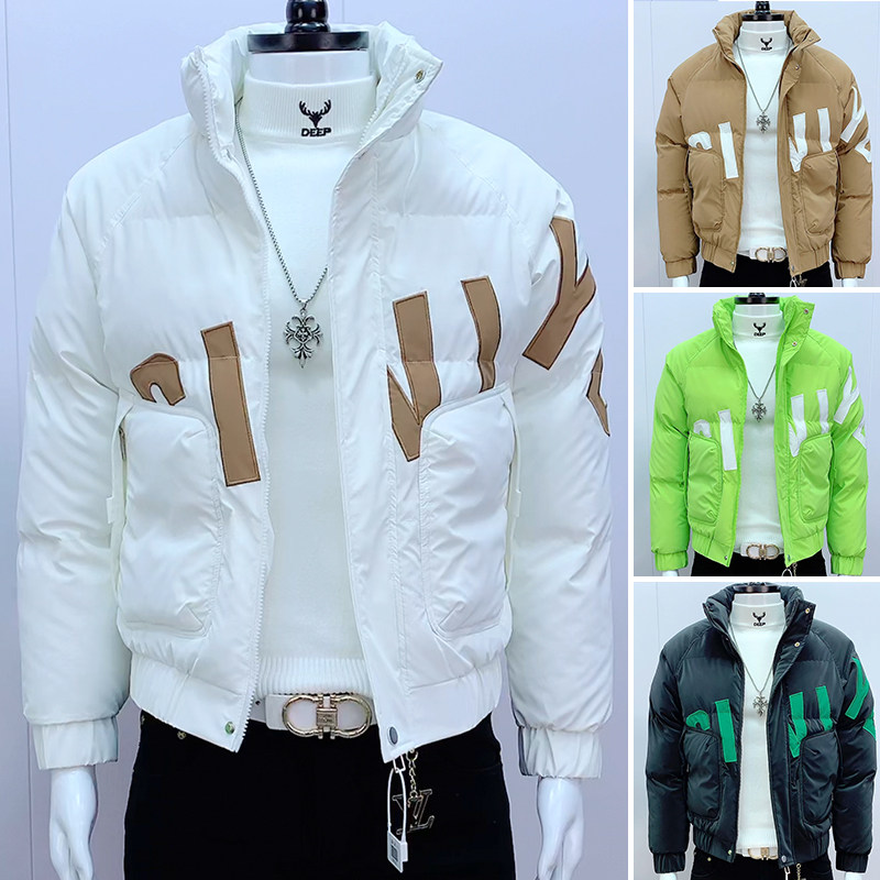 网红爆款羽绒棉服男立领2023新款男装上衣保暖潮冬季加厚棉衣外套