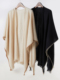 小众轻奢版 秋冬100%山羊绒U型斗篷女士纯色外搭空调房保暖大披肩
