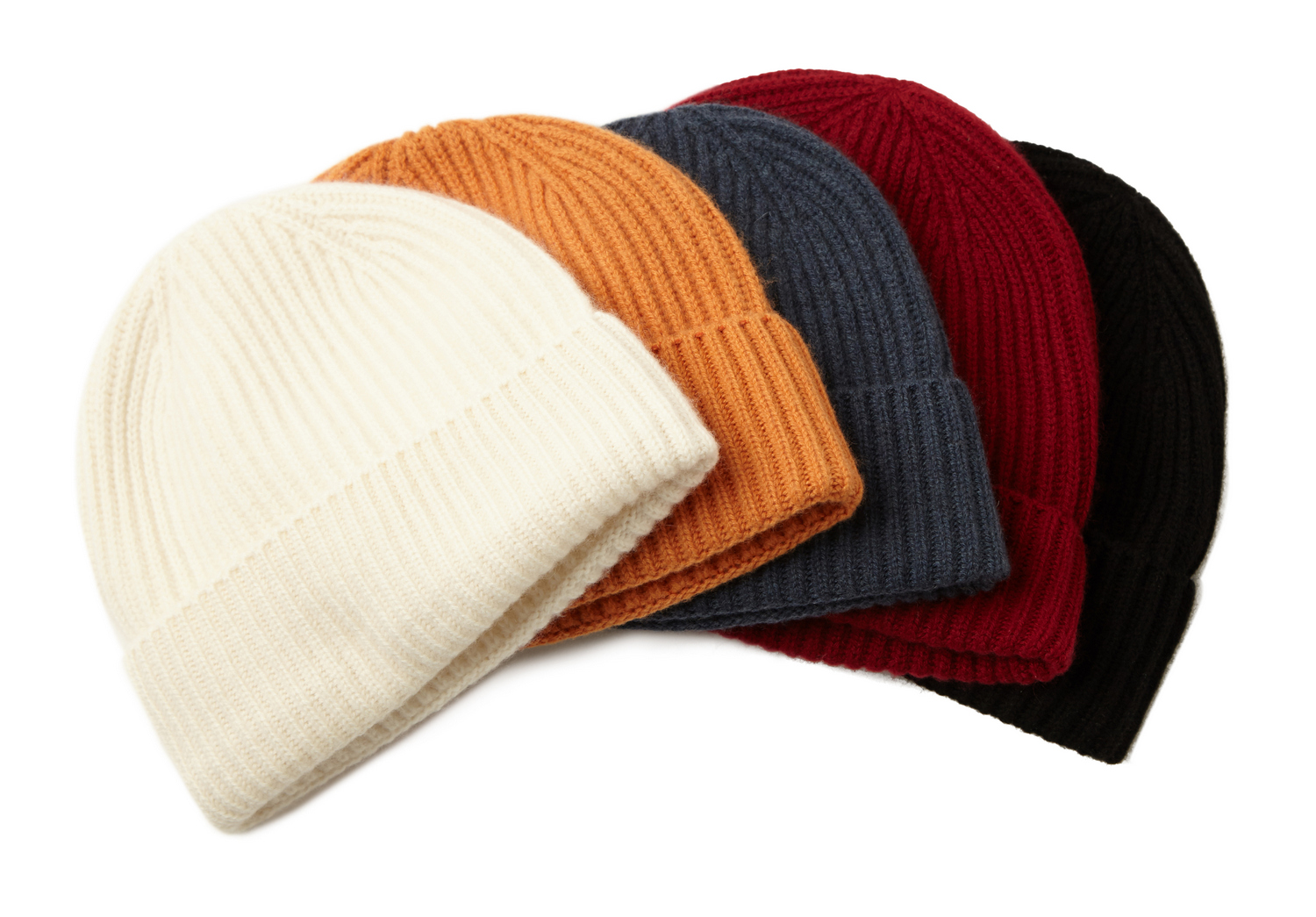 加厚有范~百搭保暖秋冬季男女通用抽条翻边纯山羊绒针织护耳帽子