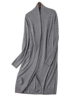 女士春秋冬季 羊绒羊毛针织衫 无扣长款 长袖 外搭开衫 出口订单秋冬季