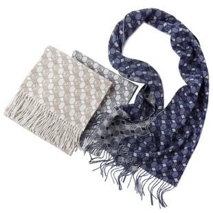 鄂*多斯余单秋冬季男加厚双面提织高端纯山羊绒围巾保暖围脖送礼