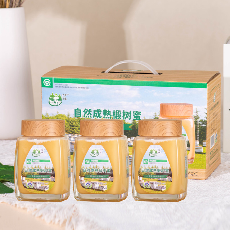 伊纯玻璃瓶椴树蜂蜜礼盒绿色食品认证东北特产伊春蜂蜜结晶蜜