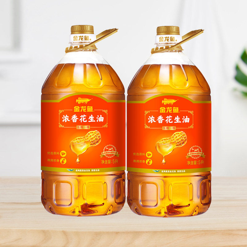 金龙鱼浓香花生油5L*2桶5升食用油家用炒菜物理压榨一级