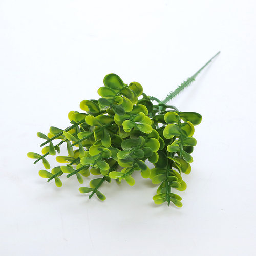仿真花假花绿植盆栽栅栏装饰插花配材塑料假草小单支5叉尤加利叶