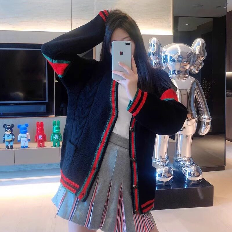 南油高端毛衣开衫女秋冬穿搭厚款撞色麻花针织衫高级感中长款外套