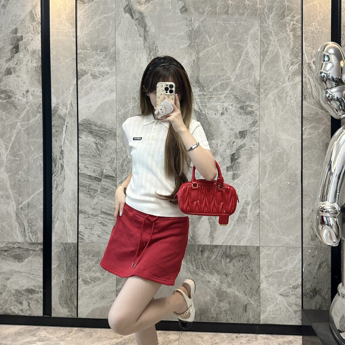南油山羊绒翻领针织衫女2026春夏新款白色修身百搭挑孔短袖上衣潮