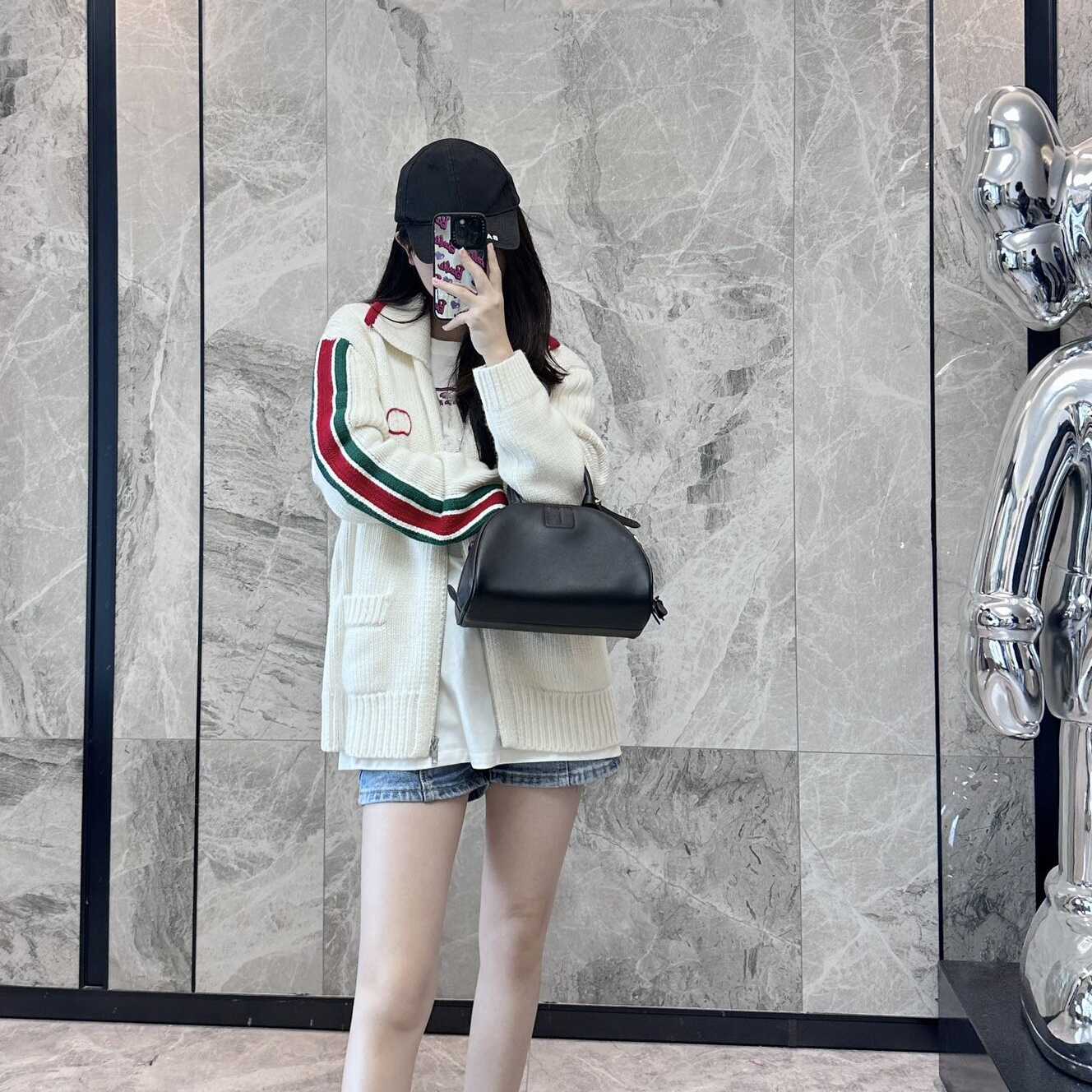 欧货早秋针织开衫女2025新款拼色翻领拉链百搭宽松慵懒风毛衣外套