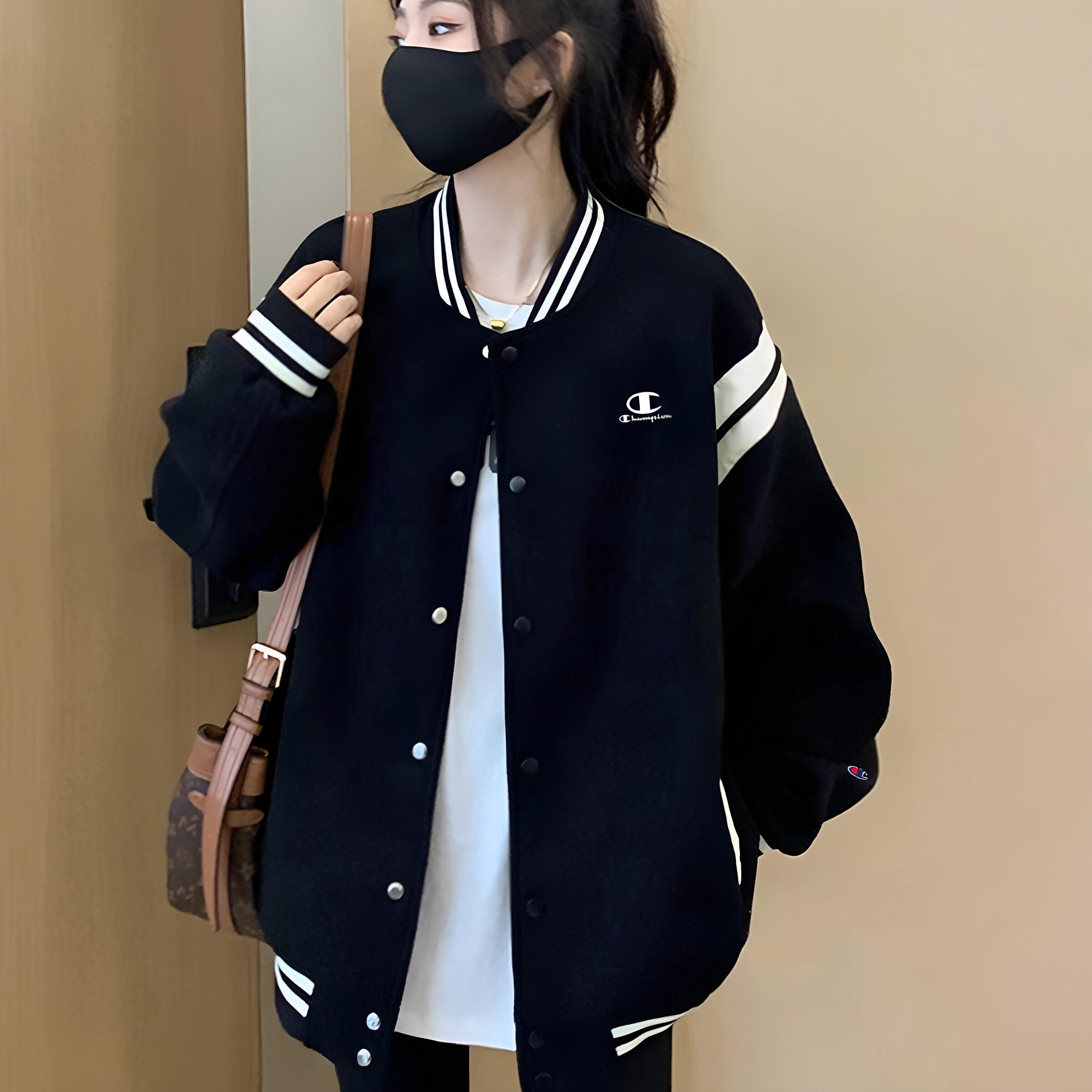 日版冠军休闲立领纯棉棒球夹克女