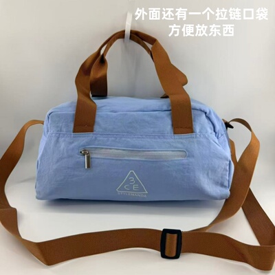 短途行李包旅行收纳包单肩包蓝色清新女包单肩包妈咪包斜挎包防水