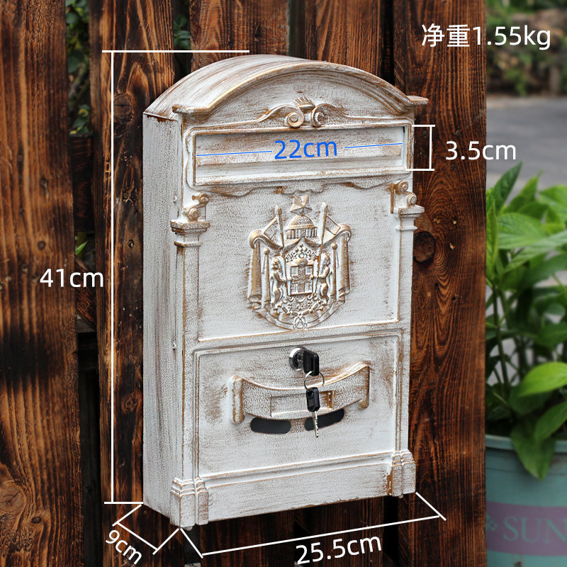 弘可定制门号欧式挂墙信箱室外防雨带锁钥匙复古别墅创意邮筒报箱