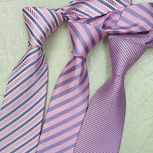 粉色条纹领带女复古英伦时尚窄版纯色拉链免打出三途龙胆cosplay