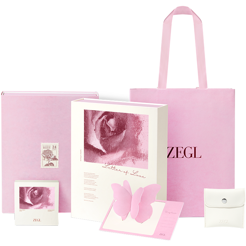 ZEGL粉色信笺礼盒七夕送女友礼物空盒送女朋友送闺蜜浪漫伴手礼
