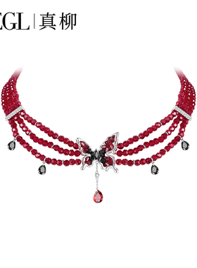 ZEGL设计师系列红色蝴蝶颈链项链女款2025新款chocker万圣节配饰
