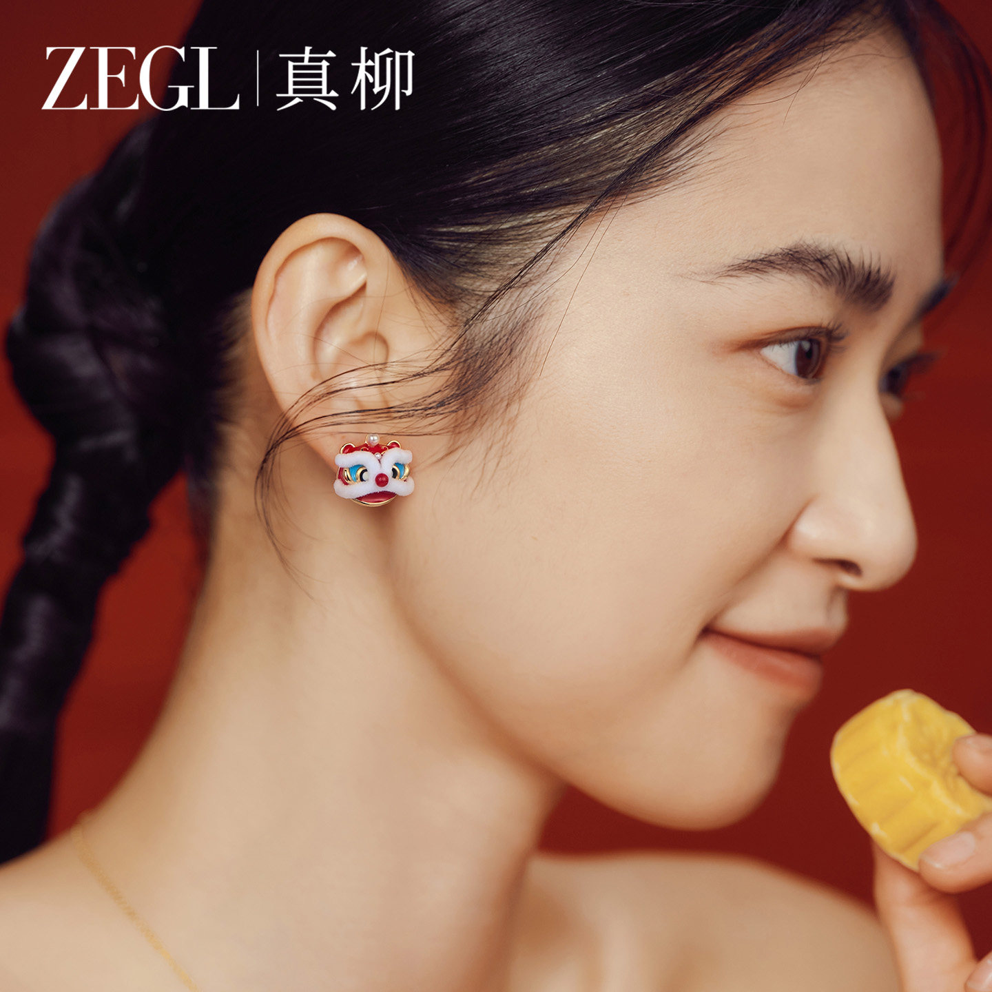 ZEGL红色醒狮耳钉女S925银针爆款气质高级感耳环小众精致新年耳饰,饰品/流行首饰/时尚饰品新,耳钉,淘宝优惠券,粉丝福利购,淘宝优惠卷