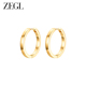 ZEGL金色素圈耳环女圆圈耳钉2026新款 小众设计感高级圈圈耳饰 爆款