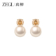 ZEGL人造珍珠耳钉S925银针复古轻奢气质耳环女精致情人节玫瑰耳饰