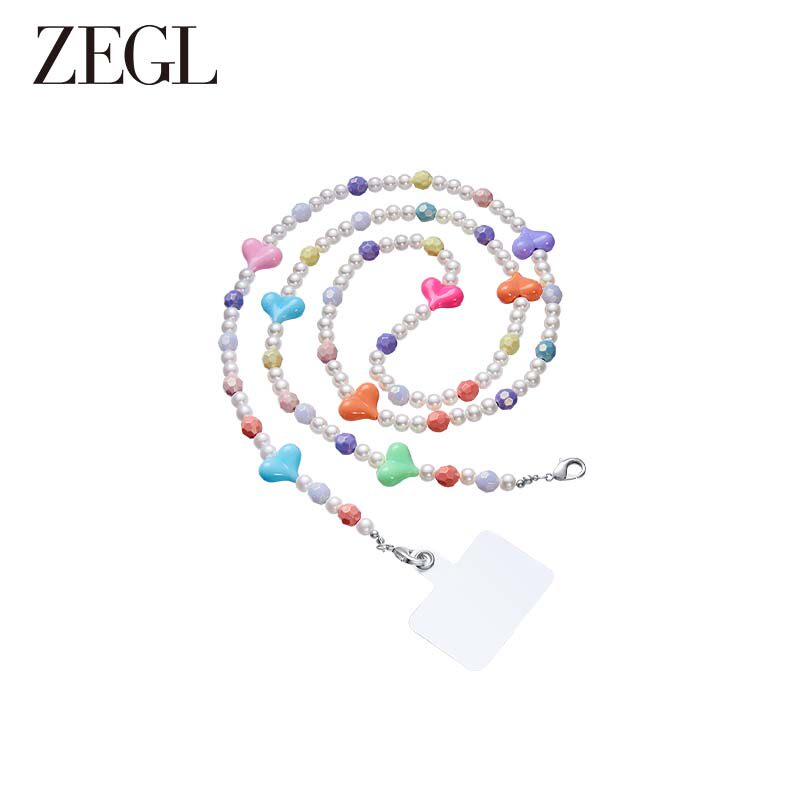 ZEGL彩色串珠链条手机链女生挂饰手腕项链轻奢小众春夏水晶锁骨链
