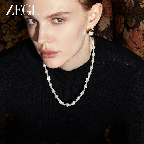 ZEGL个性时尚猫咪珍珠项链