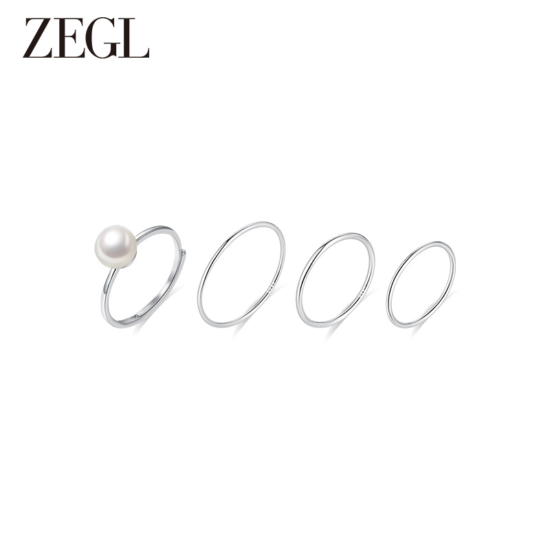ZEGL个性休闲素圈珍珠套戒