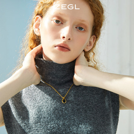 ZEGL中古锁骨链女叠戴长款项链黑玛瑙锁骨链小众打底衫毛衣链秋冬