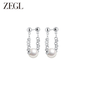ZEGL法式 巴洛克耳钉气质银针耳饰品 碎银子人造珍珠耳环女2024新款