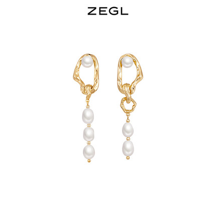 ZEGL设计师巴洛克复古异形珍珠耳环女轻奢高级感耳钉银针耳坠耳饰