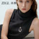ZEGL时光系列不规则圆环毛衣链女长款 黑绳吊坠项链秋冬百搭配饰品