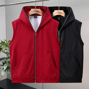 宽松压风拉链背心情侣装 春秋款 休闲薄马夹男生加肥加大码 男装 大码