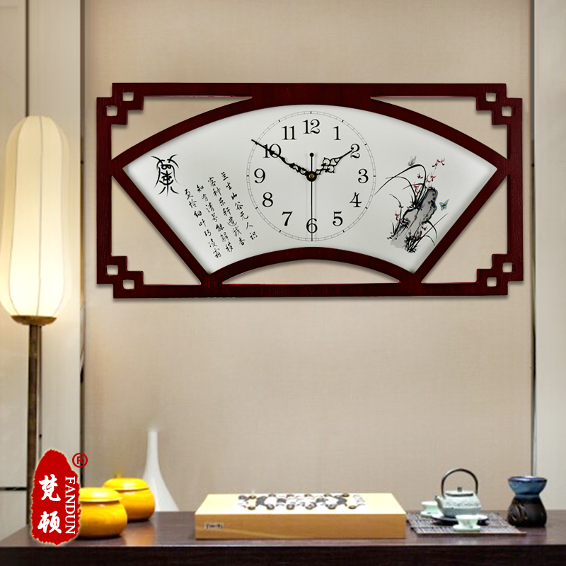 客厅静音复古中式创意挂钟个性田园时钟壁挂表大号钟仿古中国风表