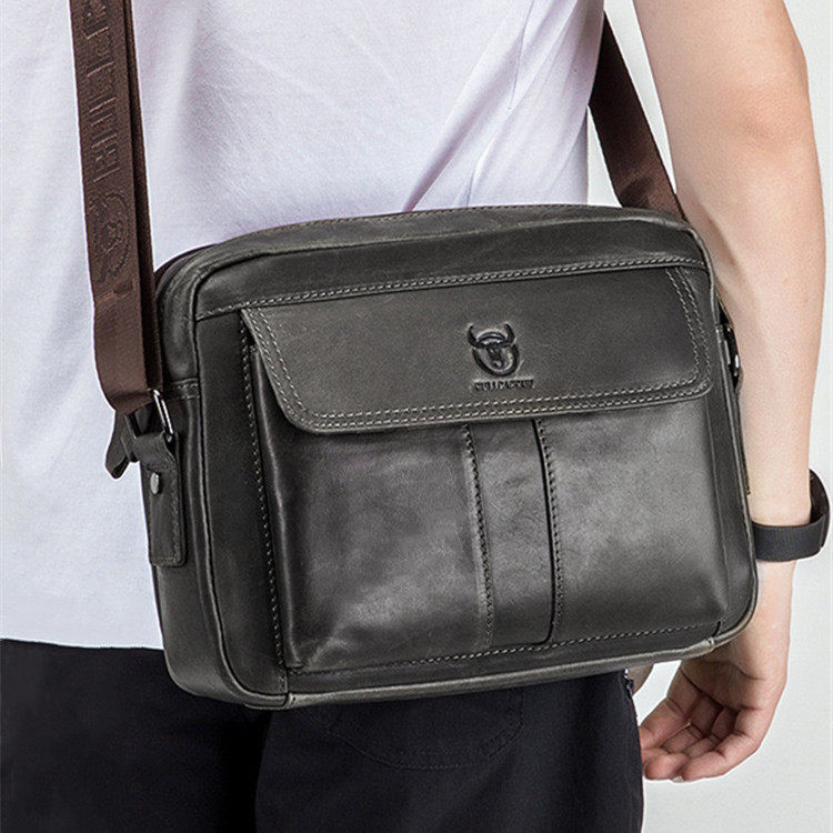 男包头层牛皮单肩斜挎包休闲包真皮横款小包男背包11寸ipad手机包