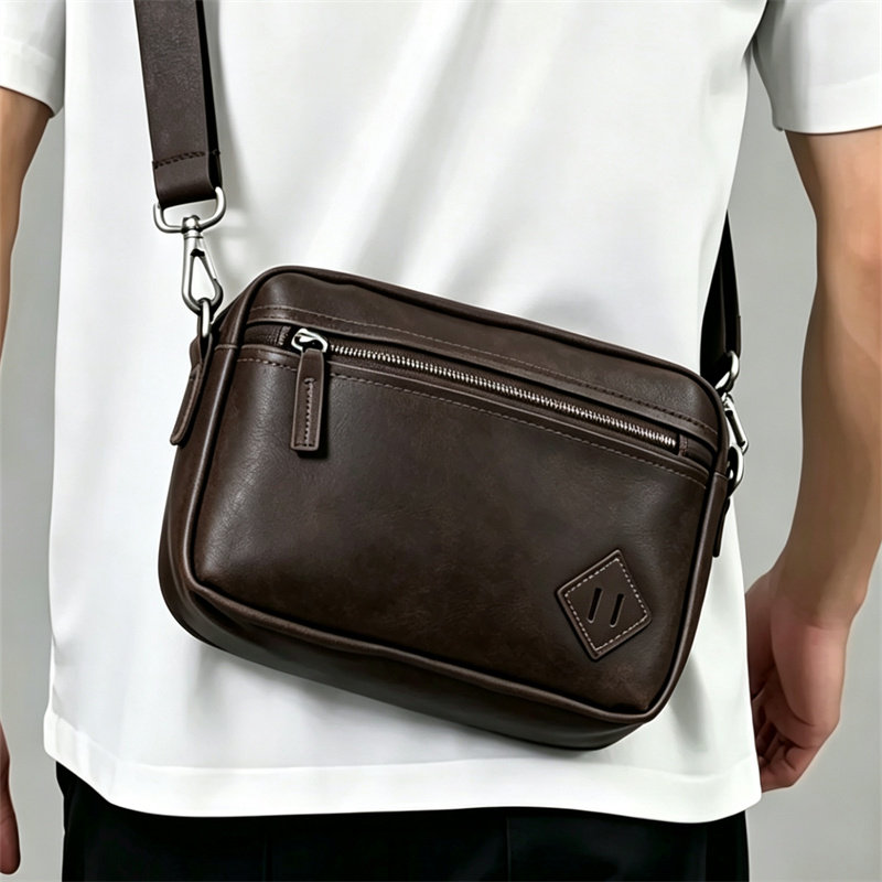 横款男包头层牛皮手机背包真皮斜挎包男小包疯马皮单肩包男包清仓