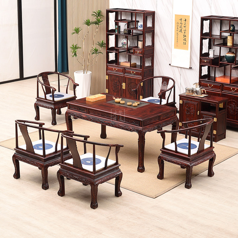 阔叶黄檀茶台红木茶桌椅组合印尼黑酸枝木茶台中式功夫茶桌干泡台