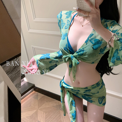 泳衣女纯欲风绑带挂脖高级感