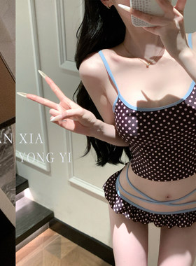 性感辣妹波点比基尼胸垫两件套