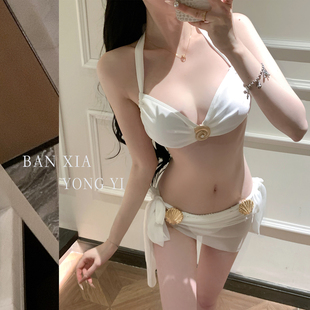 高级感御姐纯欲性感三点式比基尼大小胸分体泳衣女海边度假泡温泉