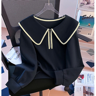 海军领短款卫衣女春秋2024新款学院风今年流行爆款小个子上衣外套