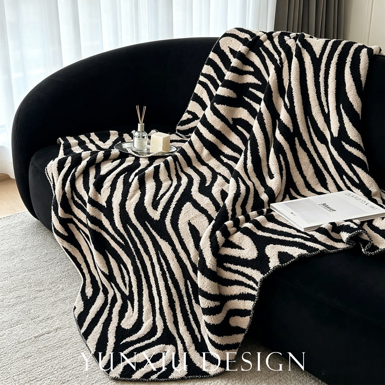 春夏空调毯 斑马纹毛毯北欧风沙发毯办公室午睡毯舒适居家