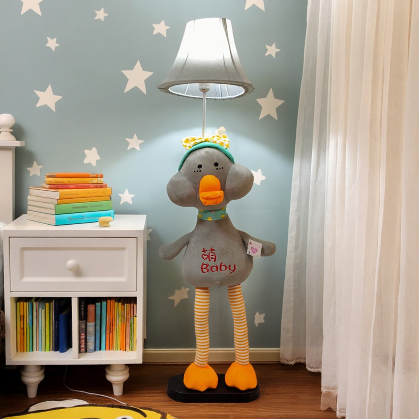 可爱小黄鸭落地灯卡通卧室床头柜地灯儿童房客厅沙发旁边茶几摆件