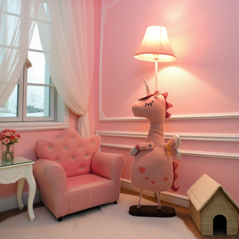 卡通独角兽儿童房布置ins创意落地灯女孩卧室床头灯装饰灯落地灯
