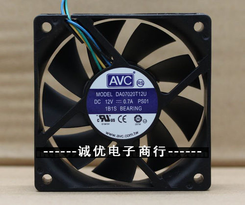 原装AVC DA07020T12U 12V 4线机箱温控cpu滚珠轴承大风量风扇