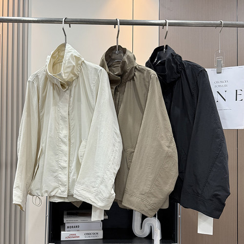 西班牙D~慵懒风正反两面穿设计宽松廓形长袖立领外套工装夹克女春