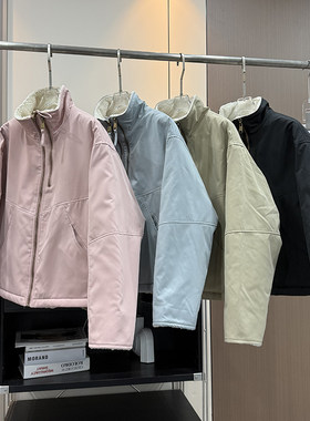 大厂订单！冬季宽松廓形立领加绒加厚双拉链羊羔绒棉衣棉服外套女