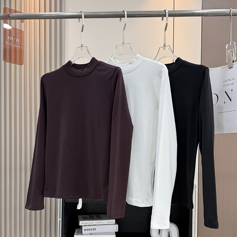 大厂订单！秋冬纯色百搭舒适百搭磨毛兰精莫代尔长袖T恤打底衫女