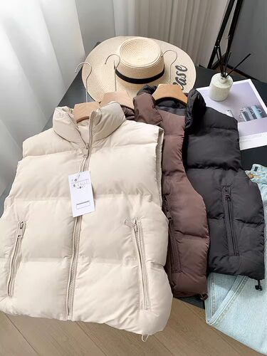 立领加厚保暖无袖棉服背心马甲女