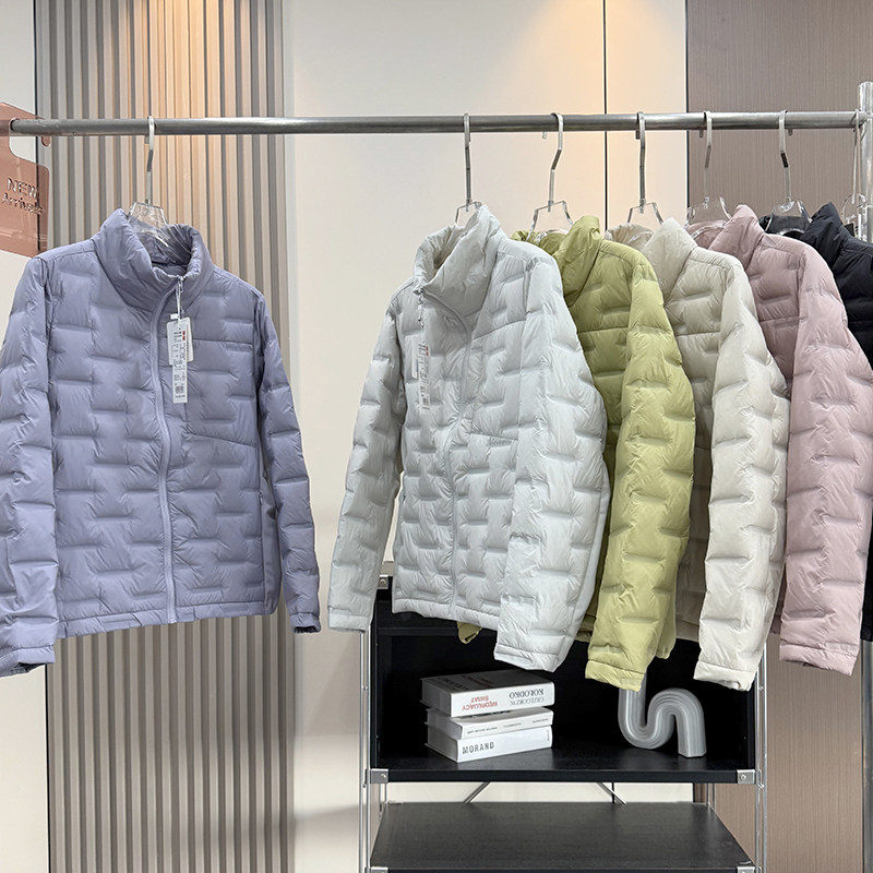 大厂订单！秋冬新品无缝压胶立领轻薄羽绒服保暖防寒修身短外套女