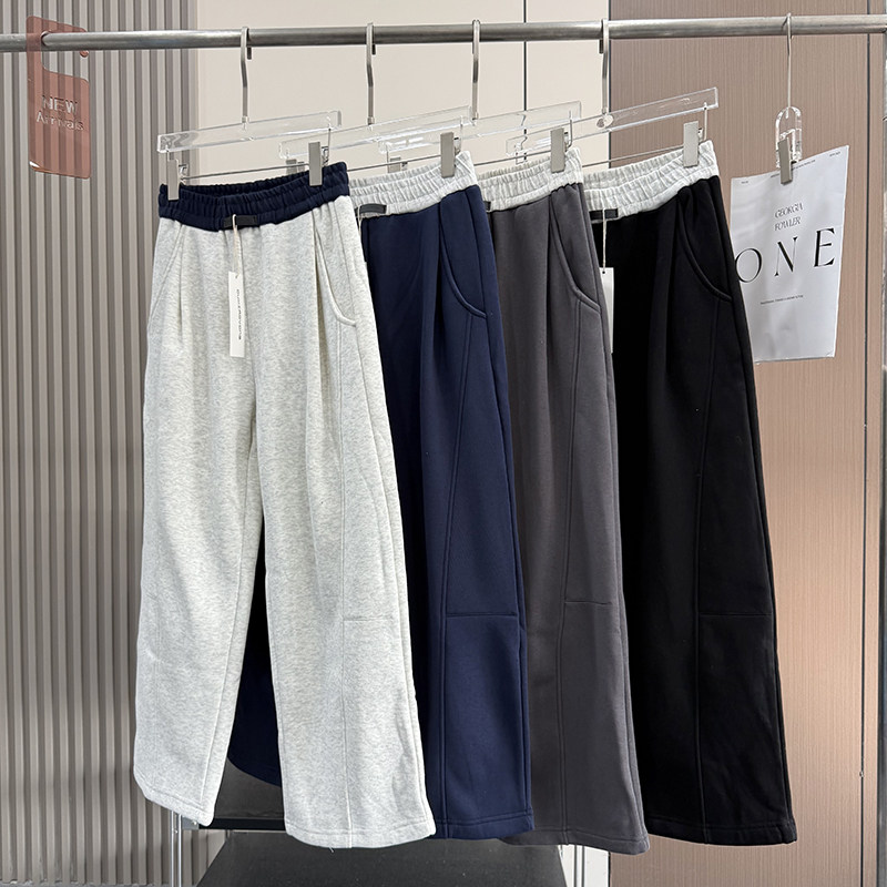 大厂订单！冬新品松紧高腰户外加绒加厚保暖休闲直筒运动裤卫裤女