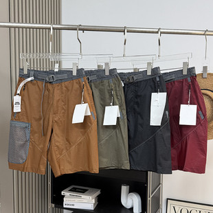 大厂订单!男女同款轻薄透气户外山系防水尼龙格子工装短裤五分裤